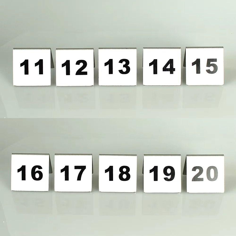 10 Stück/Set Tisch Nummernschild aus Edelstahl Doppelseitig Nummeriert 1 bis 20 Digitale Kartenplatte Restaurant Hotel Schreibtischnummer