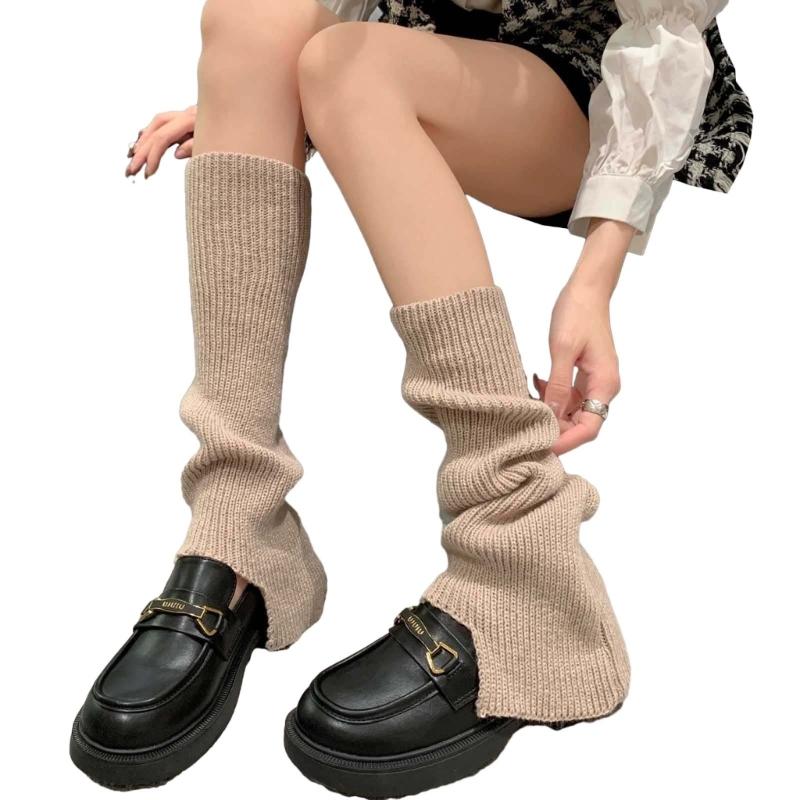 Womens Lolitas Knit Long Socks Flared Leg Warmers Harajuku Booties Socks Winter Warm Ankle Heap Socks