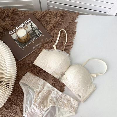 Women's Push-Up Lace Bra - Double Front Closure, Wireless, Adjustable, Side Support, Beautiful Back Design