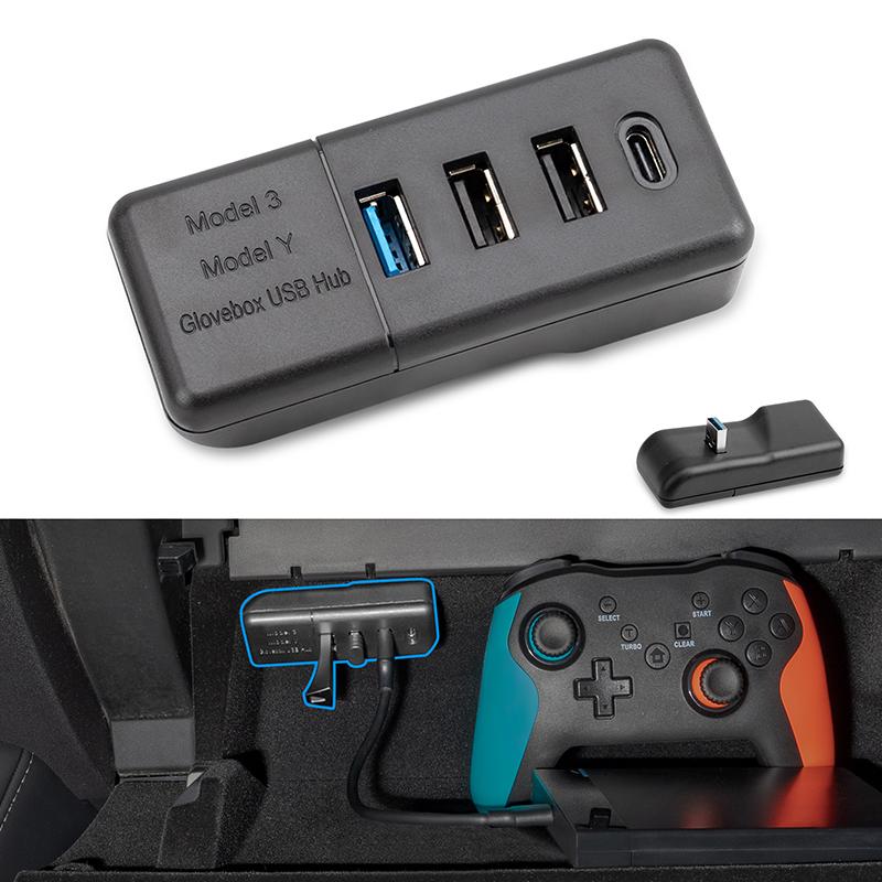 Futhope Glovebox Aarmrest USB Hub Ports for Tesla Model 3 Y -2022 Splitter Docking Station 6/4 In 1 Co-pilot USB Spiliter