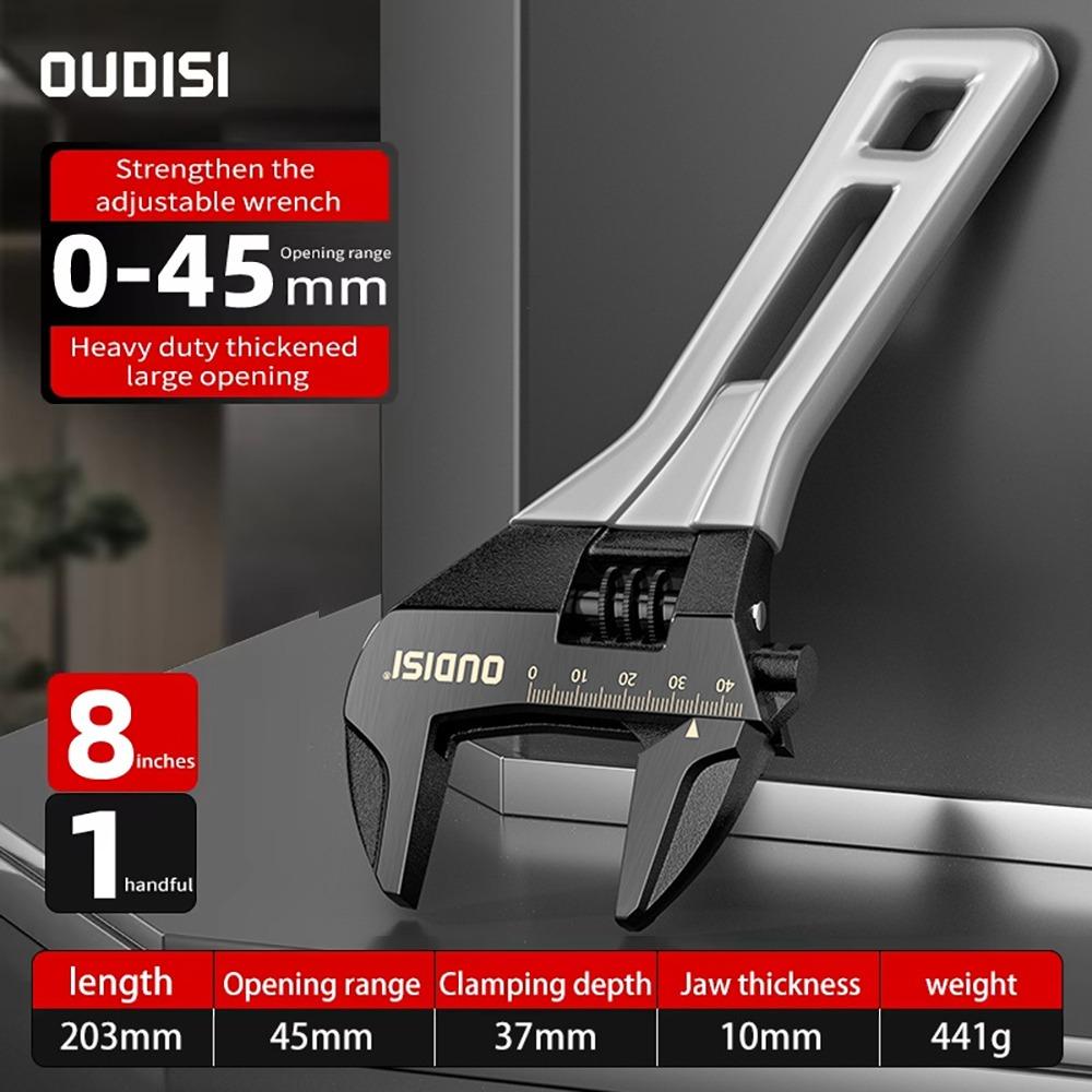 1Pcs Durable 5/6/8 Inch Universal Spanner Steel Mini Adjustable Wrench Large Open 0-45mm Short Handle Tool For Bathroom Pipes