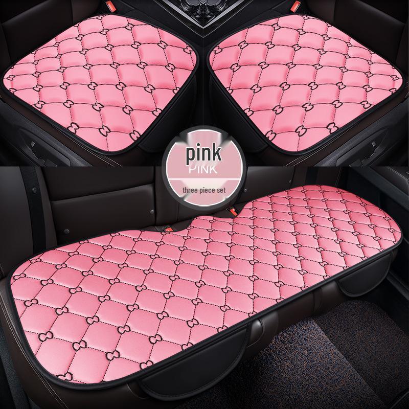 Bamboo Charcoal Leather Car Seat Cushion Set, Three-Piece, No Backrest, All-Season Interior Kit