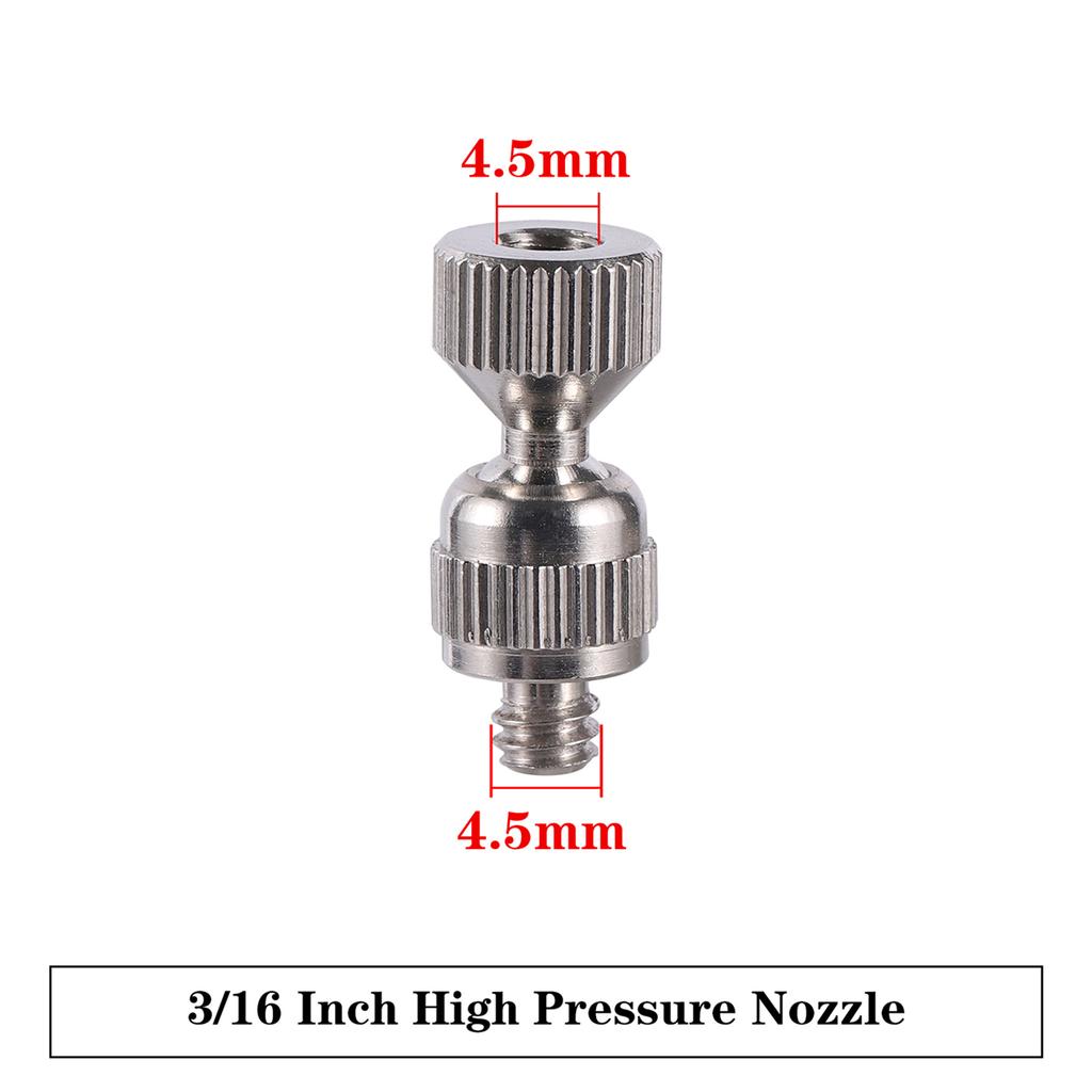 Brass Nickel Plated Misting Nozzle and 51/98/146/185cm Extension Rod 3/16"Threaded Stainless Steel Pole 360° Universal Connector