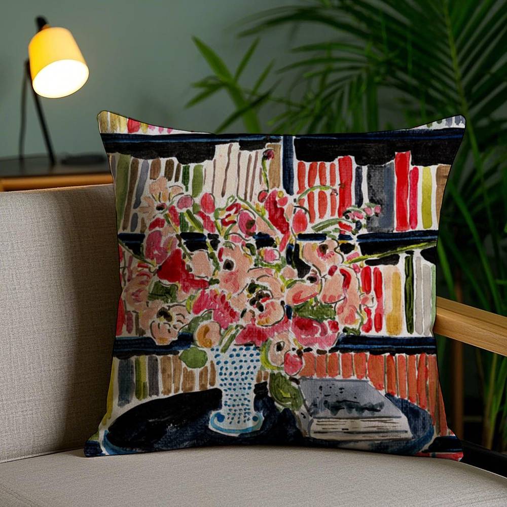 H-Henri M-Matisse Painting Pillow Case Home Dorm Chair Back Short Plush Double-sided Printing Office Nap Time Cushion Cover