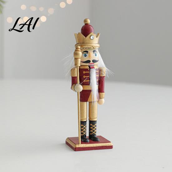 Decorative Wooden Nutcracker Soldier Figurine Handcrafted Solid Wood Christmas Tabletop Ornament Holiday Table Decor for Desk And Bookshelf