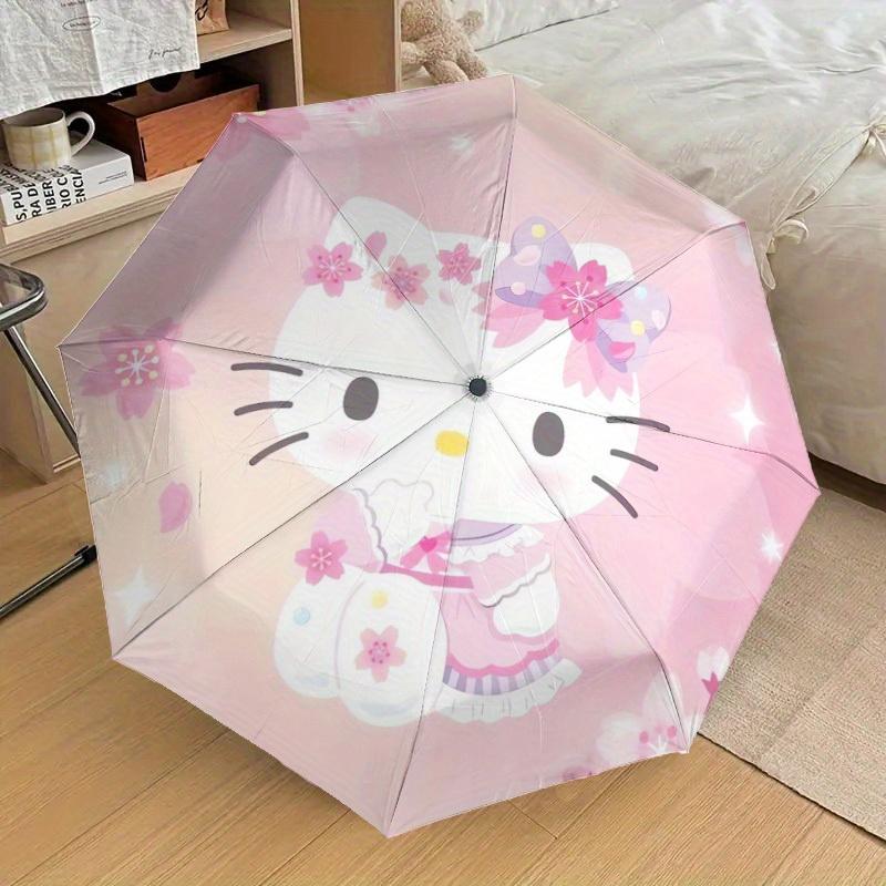 1pc Hello Kitty Spring Flowers Umbrella with Plastic Handle Suitable for All Seasons Home Travel Outdoor UmbrellaSanlio530