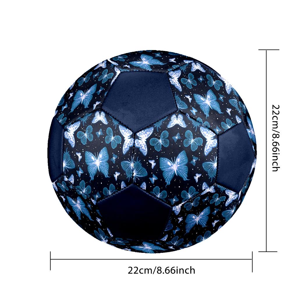 1PC Blue Butterfly Soccer Ball Size 5 Football Machine Sewn Indoor/Outdoor Universal Football Gift W72