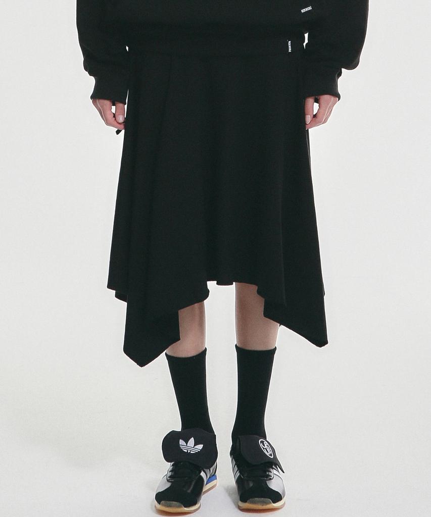 Nigaennikol Shirring Flare Midi Skirt_Black