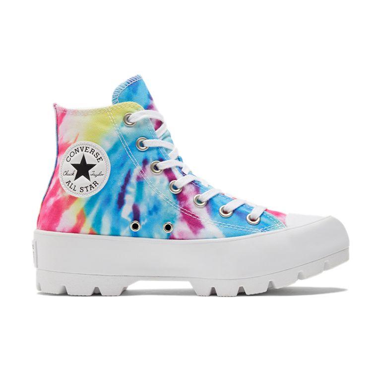 Converse Chuck Taylor All Star Comfortable Trendy High Top Canvas Shoes Rainbow Tie Dye Women Sneakers 572461C