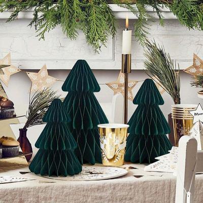 Enfeites de Árvore Tridimensionais de Natal Decoração de Mesa Papel DIY Criativo Presentes Verdes Decoração de Natal Suprimentos para Festas