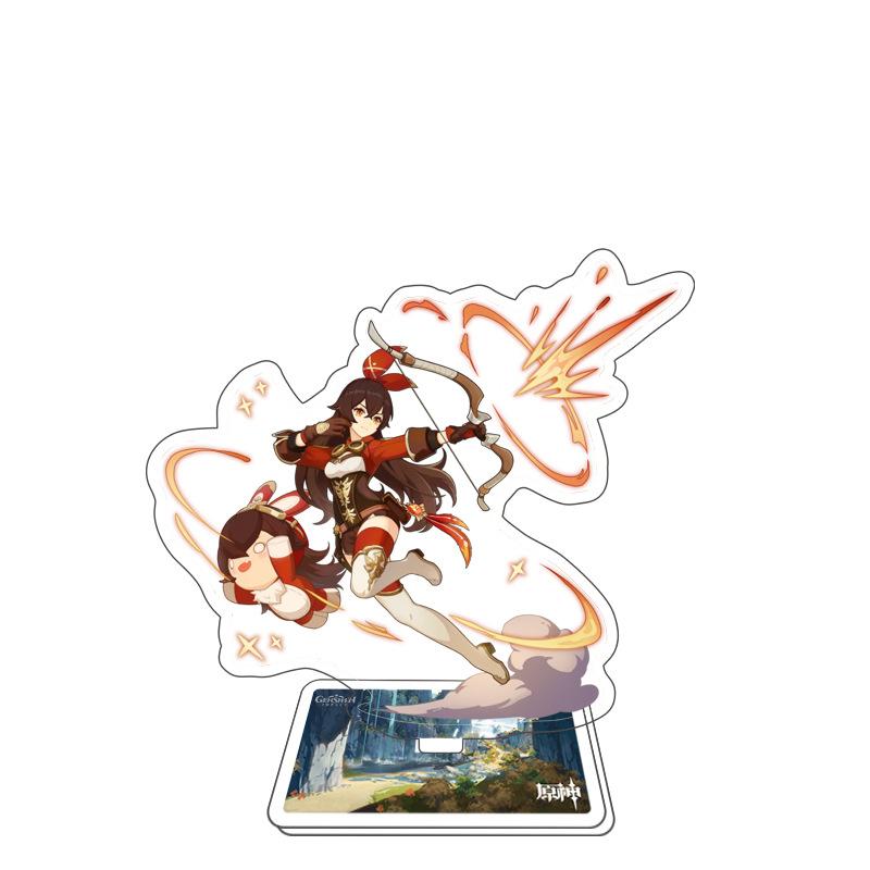 Game Genshin Impact Figure Stand Model Toy 15cm Keqing Shen He Arataki Itto Acrylic Action Plate Desk Decoration Gift