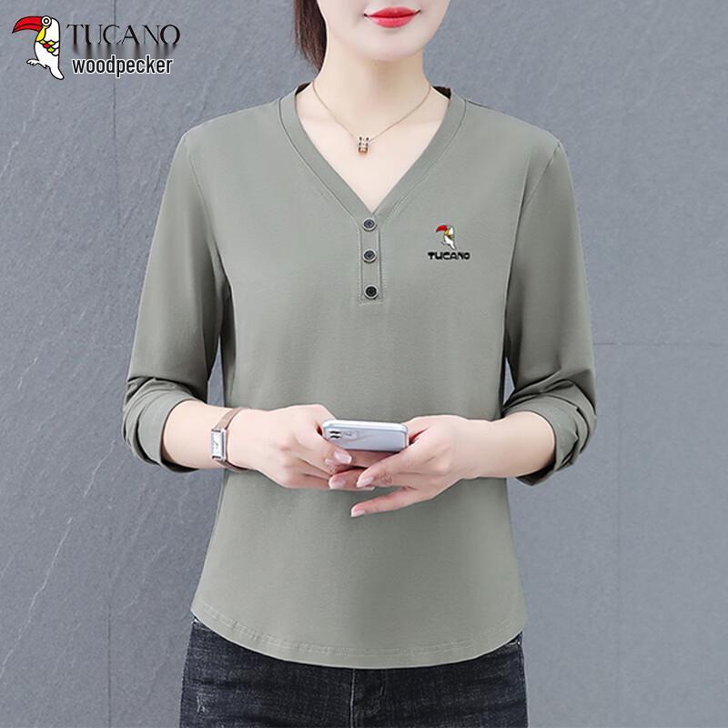 

Woodpecker Women s V-Neck Long Sleeve T-Shirt L