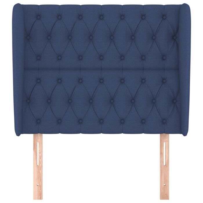 VidaXL Tête de lit avec oreilles Bleu 103x23x118-128 cm Tissu3118288