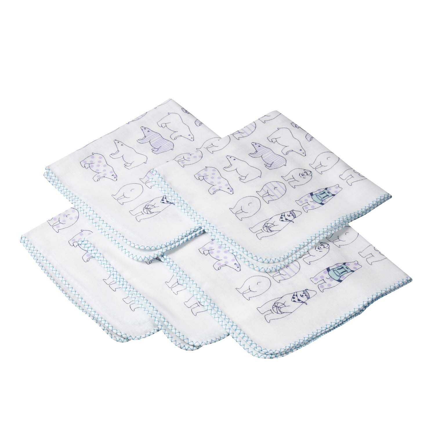 

Isamu Shokai Cotton Double Gauze Made in Polar Bear 5 Baby Bath Skincare Towels Suitable for Bathtime and Sensitive Skin 100% Handkerchiefs, Japan,