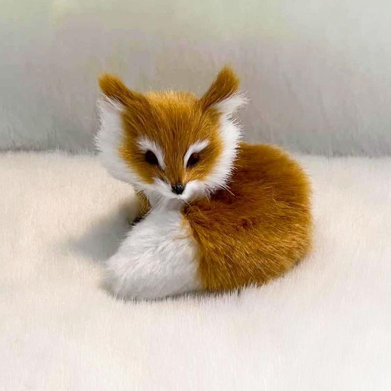 Soft Squatting Mini Plush Simulation Fox Soft Lifelike Plush Stuffed Fox Doll Cute Colorful Animal Figurine Home Decor