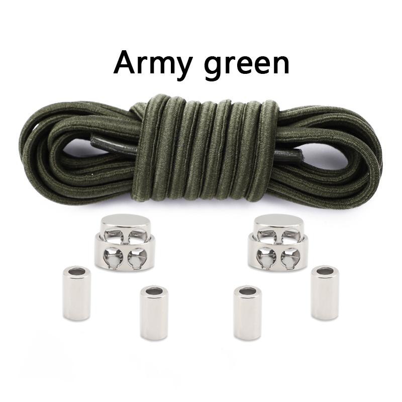 1Pair/2Pair New Metal Buckle Laces Unisex Quick-On/Off Shoelaces Oval Elastic Shoelace for Sneakers and Boots