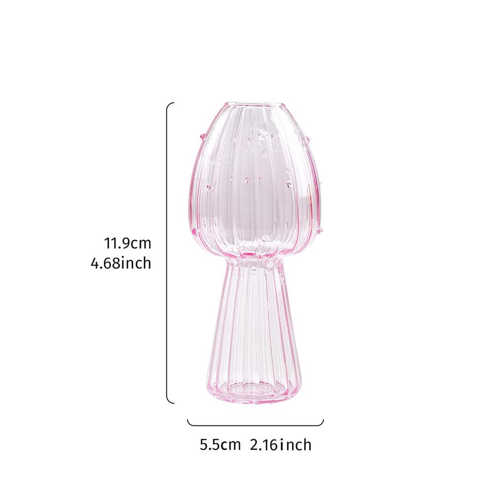 Glass Colorful Mushroom Vase Hydroponic Plant Flower Nordic Style Indoor Home Decor Arrangement Ornament Room Desktop Decoration