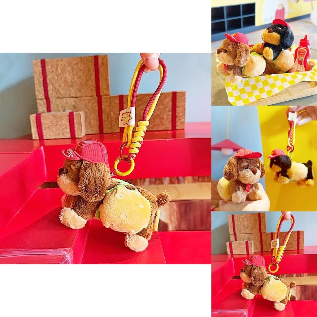Original Plush Sausage Dog Hamburger Keychain With Soft Cartoon Style Design