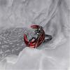 Offener Legierungsring Mysteriöser Halbmond und Rose Verstellbarer offener Fingerring Statement-Schmuck für Frauen Mädchen