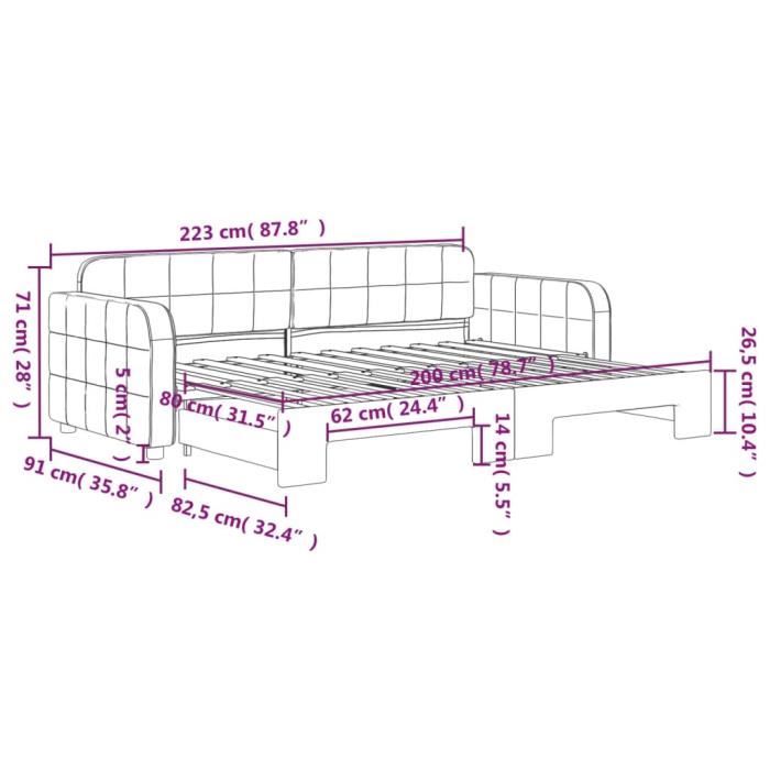 VidaXL Daybed with Trundle Bed Yellow 80x200 Cm Velvet 3196927