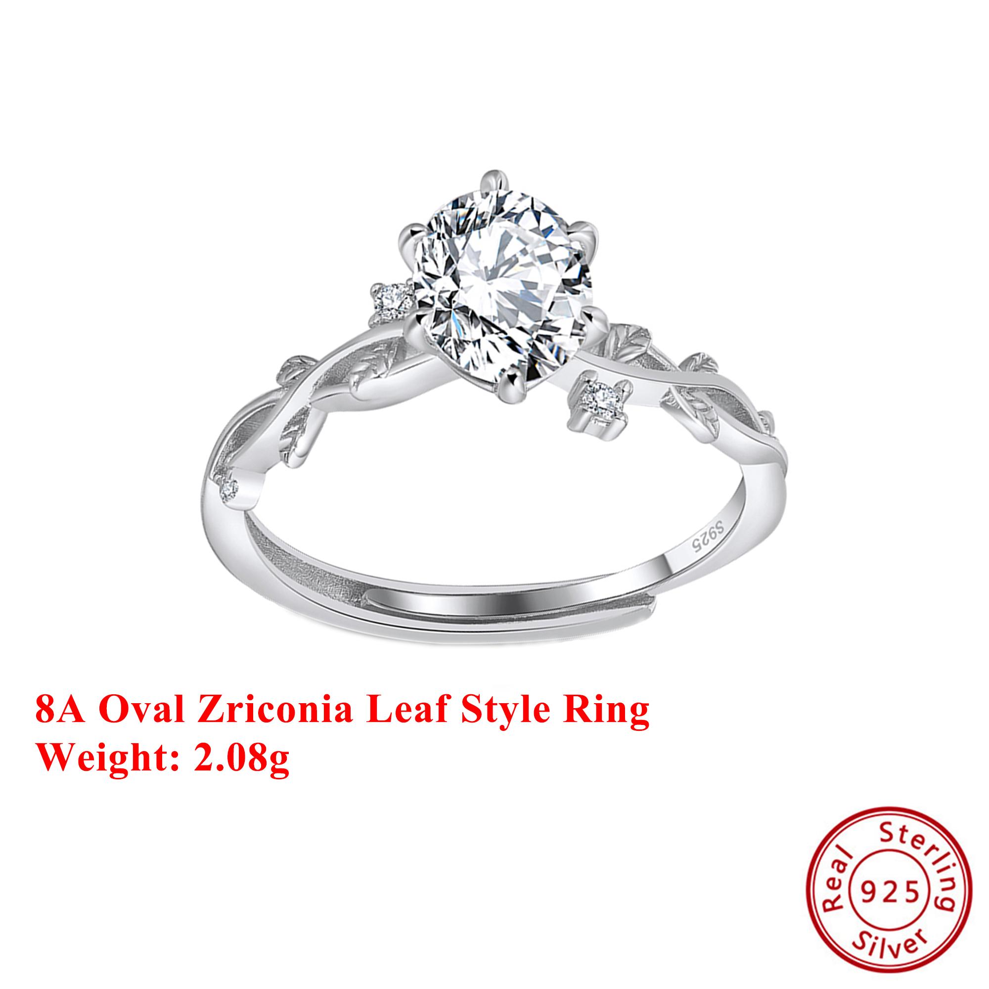 

Effie Queen 925 Silver 14k Gold Oval Zirconia Ring Leaf Style Simple Jewelry for Women, Men Finger Ring Wedding Party Gift LZR47 серебряный