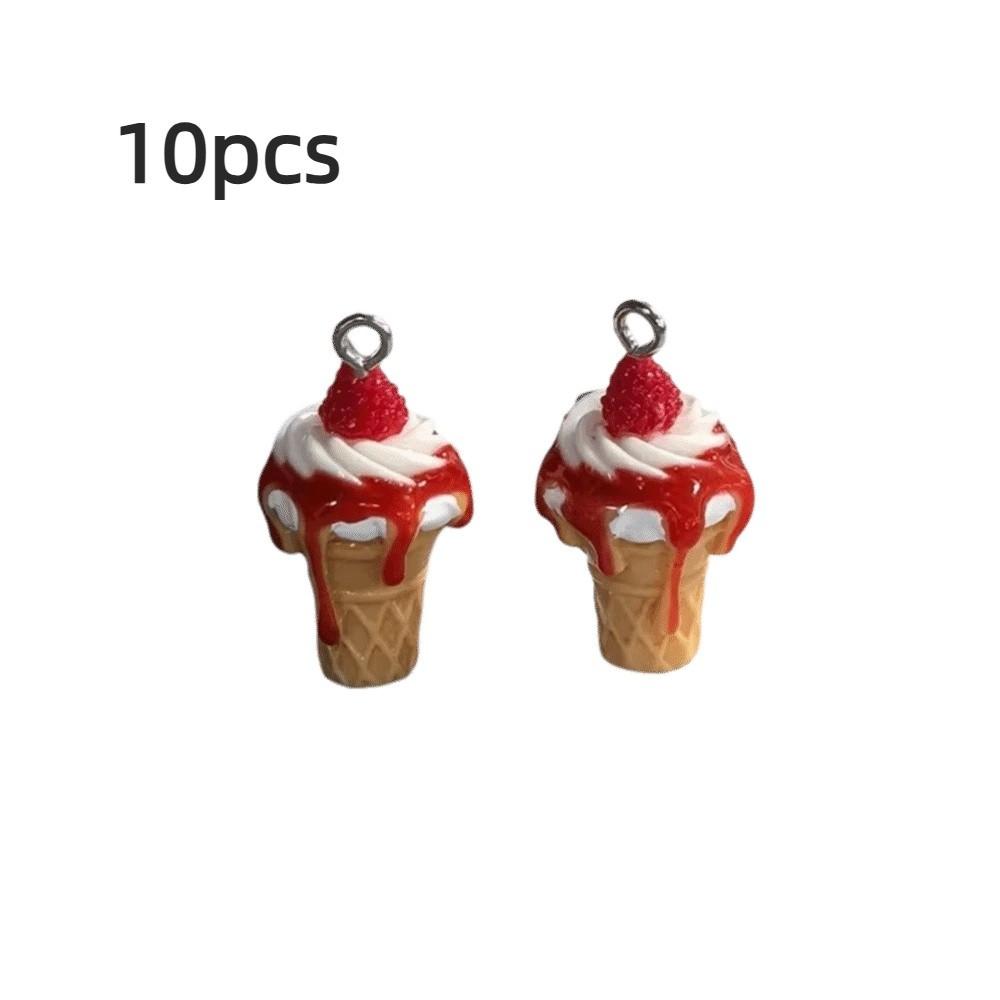 

10pcs 3D Ice Cream Charms Simulated Earring Bracelet Charm Miniature Food Pendant For Jewelry Make 1