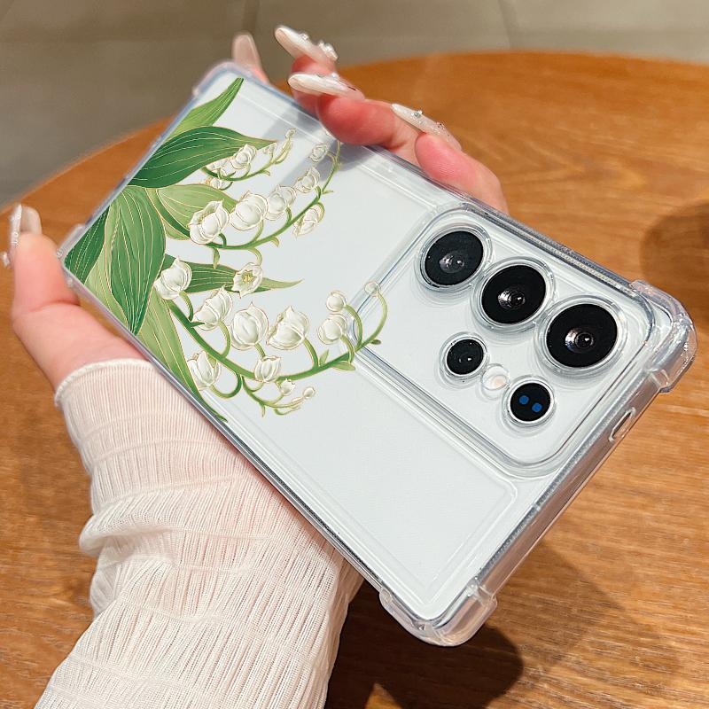Blue Purple Flower Case For Samsung Galaxy S26 S25 S24 Ultra S23 S22 Plus S21 FE A54 A15 A25 A35 A55 A16 A26 A36 A56 A17 A37 A57 5G Clear Soft Cover