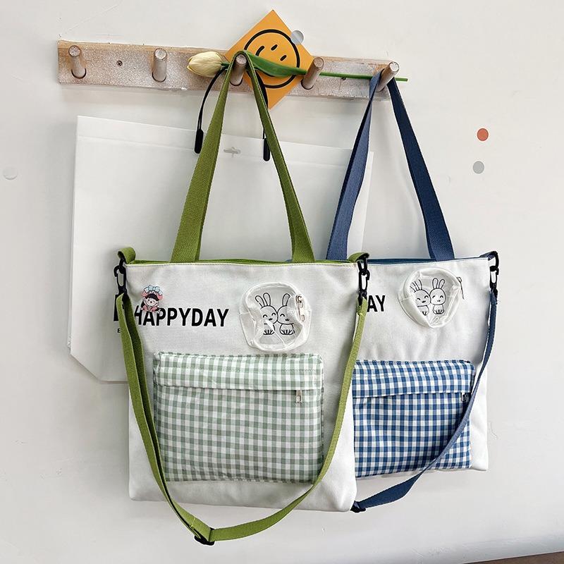 Plaid tutoring bag, new women's bag, trendy and fashionable, large-capacity single-piece messenger bag.