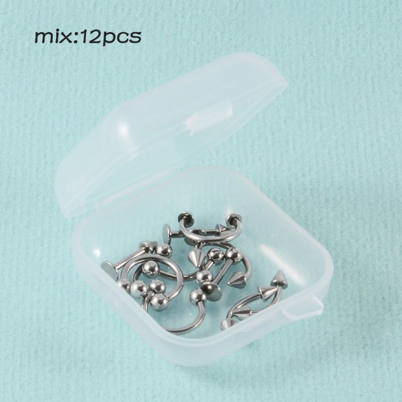 

12 шт./набор Хирургическая сталь Серебристый цвет Позолоченный Черный Радужный Пирсинг Основной Набор Украшений для Уха Носа Брови Губы 8 мм