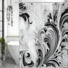 Black and White Patterned Shower Curtain, Bathroom Decorative Shower Curtain, Waterproof Shower Curtain with Hooks