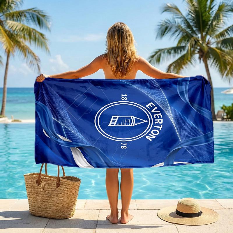 Asciugamano da Spiaggia Calcio Everton Morbido Microfibra Asciugamano Estivo Asciugatura Rapida Assorbente per Spiaggia Piscina Viaggio