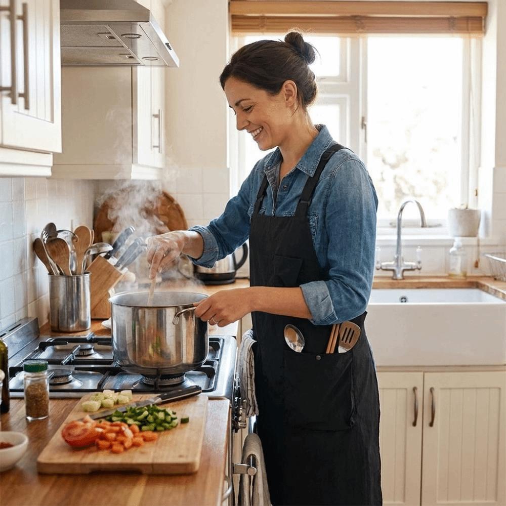 Adjustable Water-resistant Apron Oil-Proof Kitchen Apron Simple Cooking Apron Restaurants