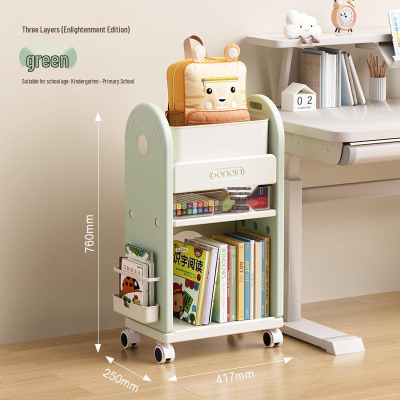Fünfstöckiges Kinderbücherregal & Mobiles Aufbewahrungsregal, Mehrstöckiges Bücherregal & Rollwagen für Rucksäcke