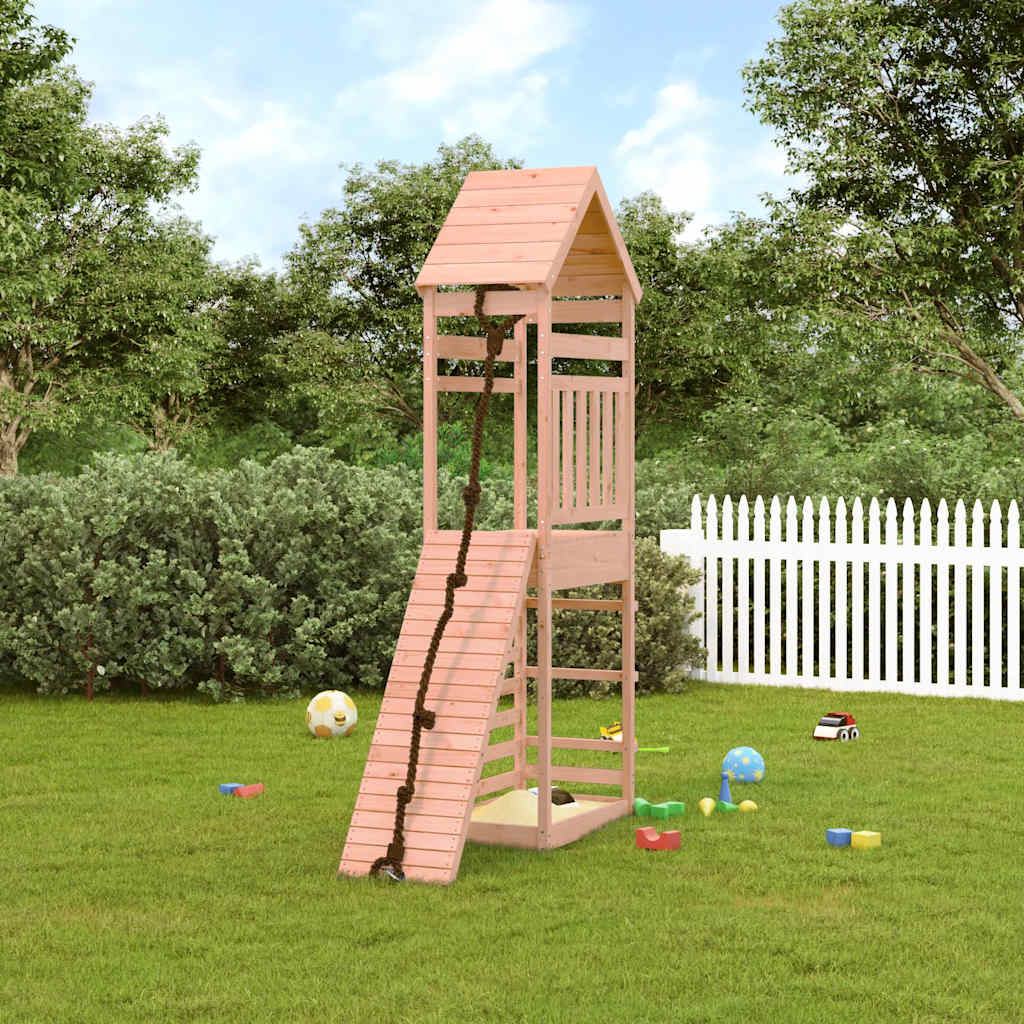 Play Tower with Climbing Wall Solid Douglas Fir Wood