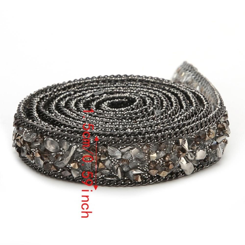 1pcs 1 Yard Rhinestone Chain 0.6 Inch Beaded Trim Shiny Rhinestone Ribbon For DIY Crafts