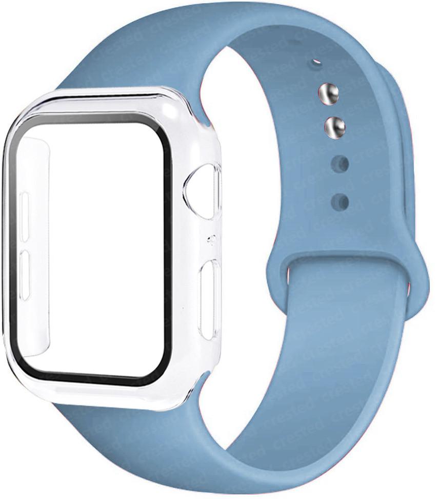 For Apple Watch Bands 46mm 44mm 41mm 40mm 45mm 42mm Silicone Correas Bracelet Iwatch Series 10 9 8 7 6 SE 3 11 Glass+Case+Strap