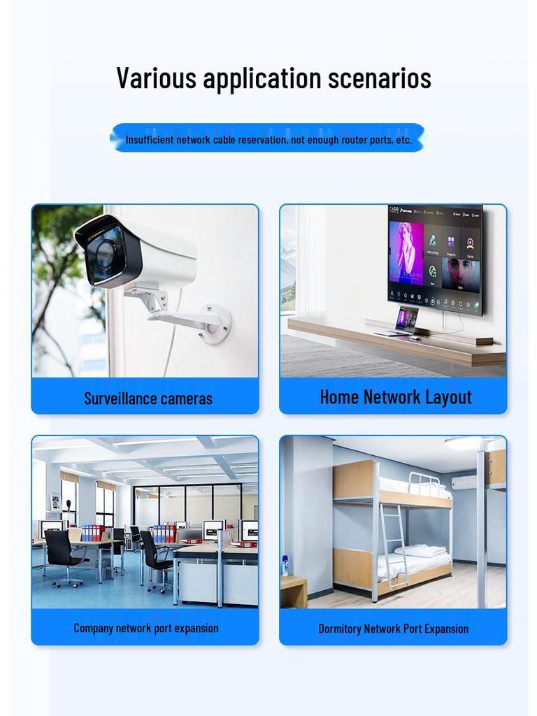 RJ45 Gigabit Network Splitter: 1-to-2/4-Port Network Cable Sharing Switch