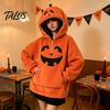 Halloween Pumpkin Hoodie Women Oversized Hoodie, Fall Long Sleeve Hooded Loose Fit Sweatshirt with Pocket, Jack-O-Lantern Holiday Costume Pullover Top