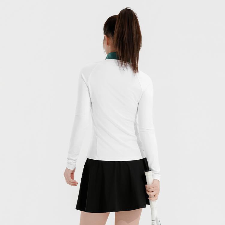 Li-Ning Tennis Series Color Block Stylish Simple Half-Zip Long Sleeve T-Shirt Women tops ATLV204-1