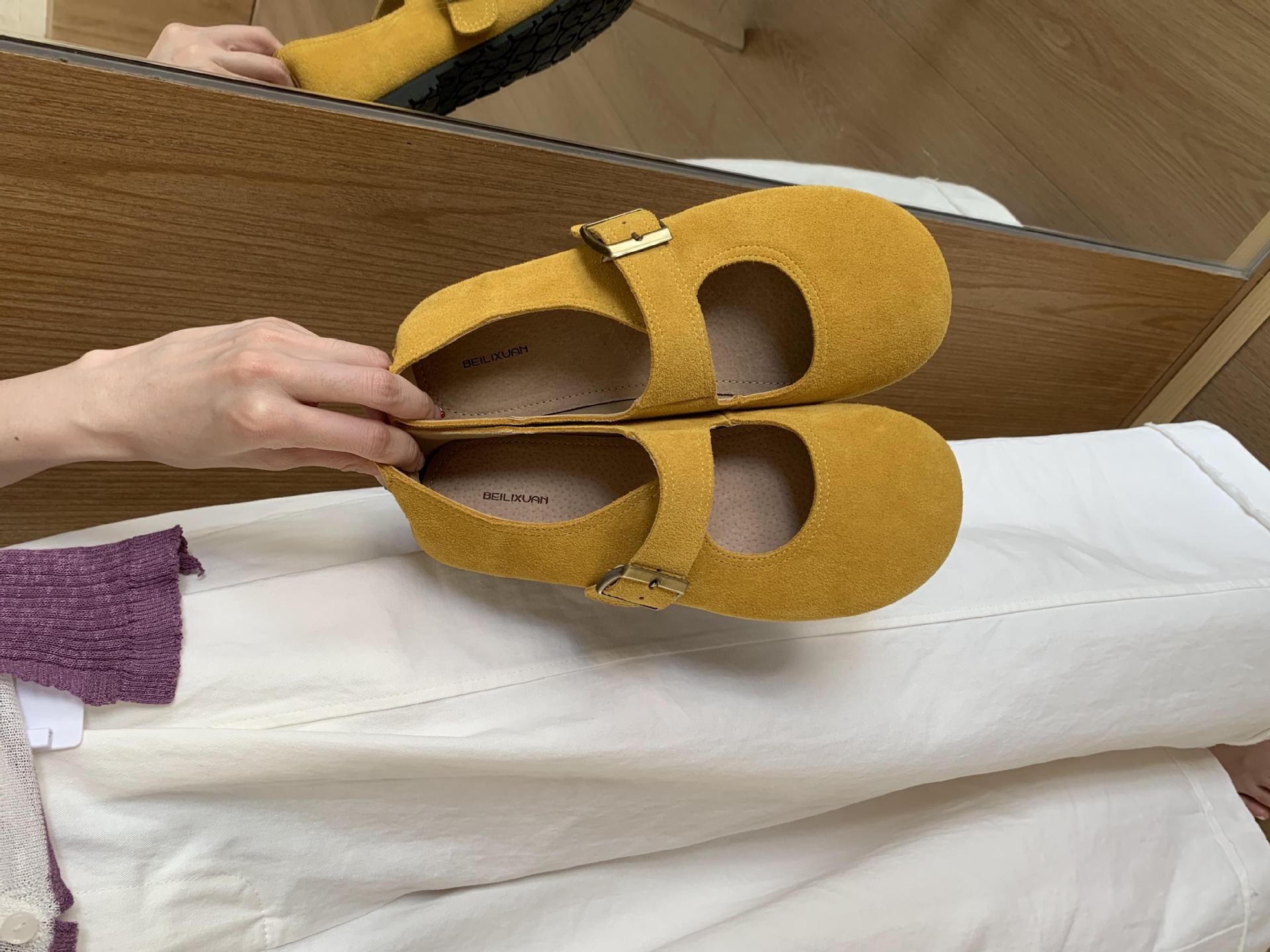 

Ретро туфли Birkenstock Doudou на мягкой подошве для женской коллекции весна 2025, новые, с неглубоким вырезом, универсальные, на плоской подошве, с юбкой, туфли Мэри Джейн 39 жёлтый