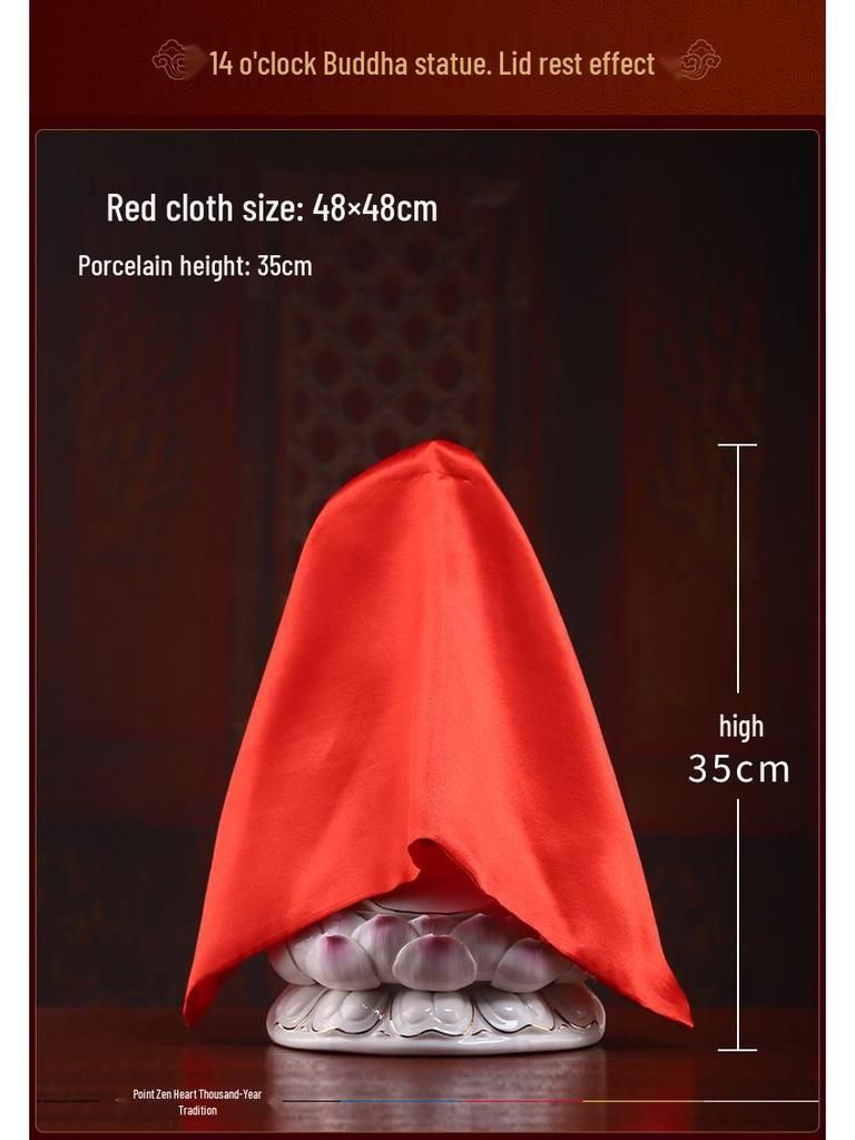 Buddha and Bodhisattva Statue with Red Silk Cloth Covering for Head and Body