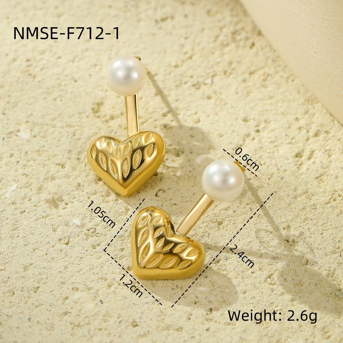 GEMCHIC Women s 18K Stainless Steel Heart Pearl Earrings, Two-in-One Design, Trendy Titanium Steel Jewelry