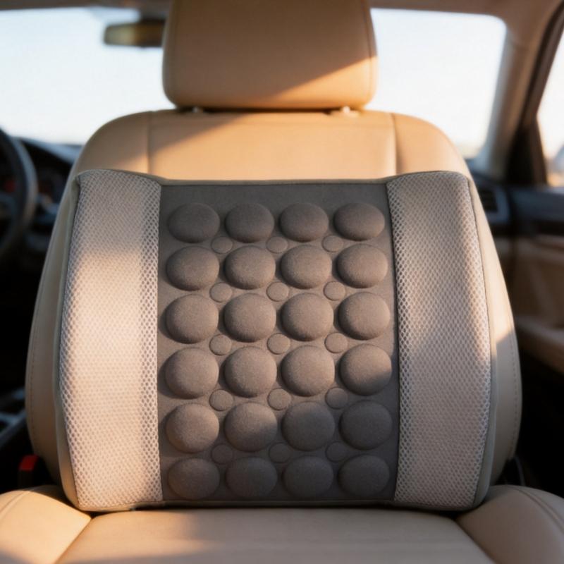 Automotive Massage Lumbar Pad with Memory Fill, Polypropylene Support Frame and Direct Vehicle Placement on Backrests