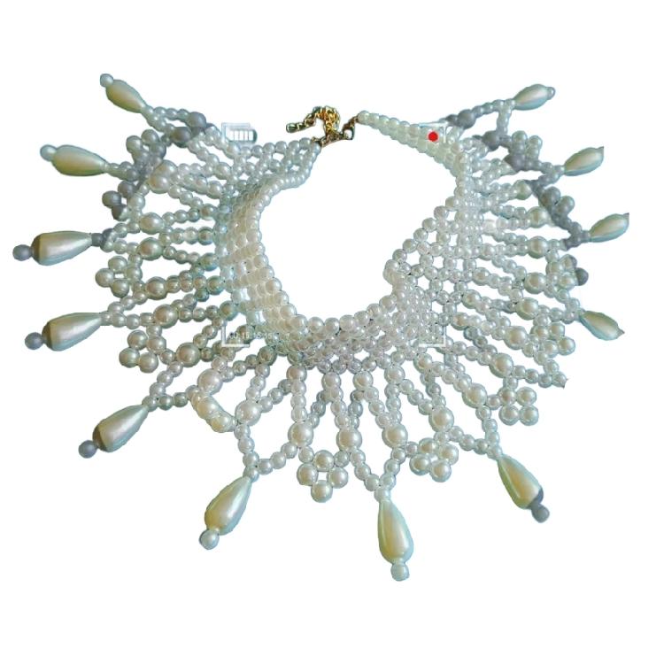 Elegant Layered Pearls Shoulder Necklace Choker for Women Proms Party Wedding Dresses Beaded Shawl Body Jewelry Collar