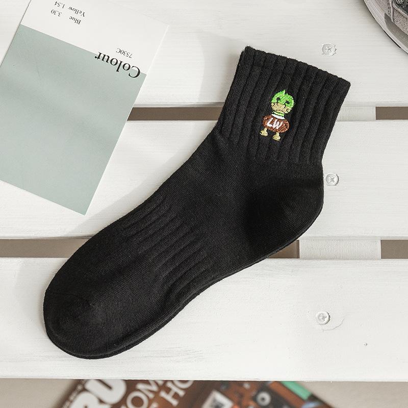 Men's Mid-Length Anti-Odor Sweat-Wicking Socks, Breathable Black & White for Spring, Autumn, Winter Style