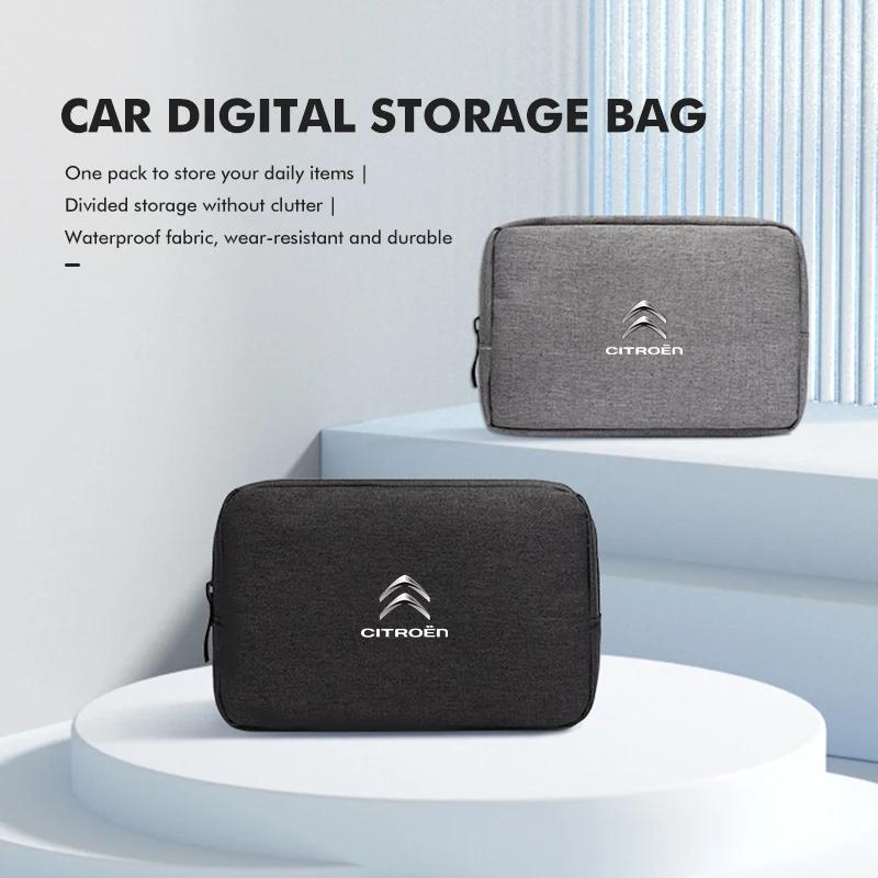 Oxford Car Digital Organizer Waterproof Data Cable Storage Bag For Citroen Jumper Celysee Cactus Picasso Aircross Saxo Grand