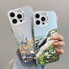 Mountains And Plains Fresh Flowers Laser Phone Case For iPhone 14 15 16 Pro Max Plus 13 Mini 11 12 Pro Max Shockproof Back Cover