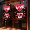 Valentine's Day Window Clings Decoration Red Pink Heart Stickers Reusable Static Decals for Home