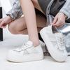 Leather Mesh Two Wear Little White Shoes Women's 2025 Spring and Summer New Round Head Thick Sole Breathable Thin Casual Sports Shoes
