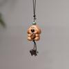 Peach Wood Coffee Bean Bear Pendant Keychain & Necklace Accessory